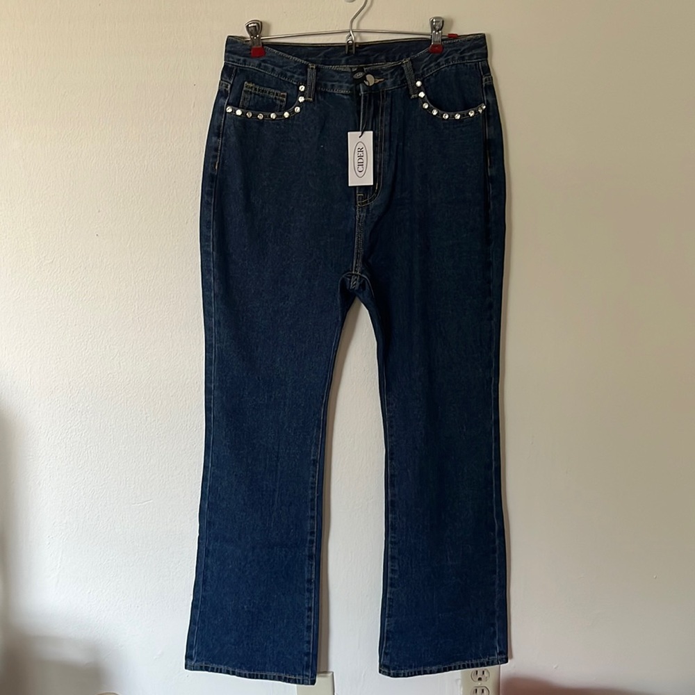 DENIM FIT AND FLARE PANTS - Picture 2 of 4